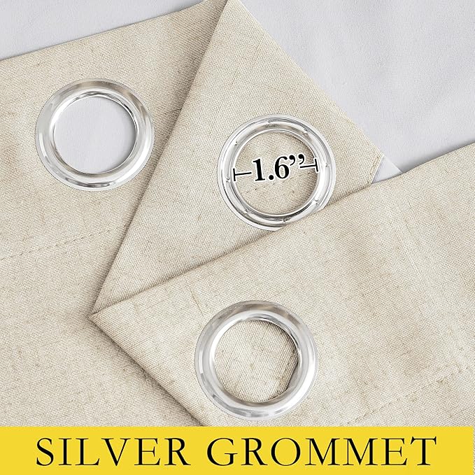 NICETOWN 100% Absolutely Blackout Linen Curtains with Thermal Insulated White Liner, 52" W, 2 PCs, Beige, 120" Long Drapes Sweep The Floor Decorative Keep Privacy Panels for Living Room/Villa/Bedroom