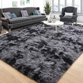 Tepook Soft Fluffy Rugs for Bedroom, 4x6 Area Rug for Living Room, Modern Shaggy Room Rug for Kids Boys Girls, Plush Throw Rugs Indoor Nursery Home Decor Rug with Non-Slip Bottom, Tie-dye Dark Grey