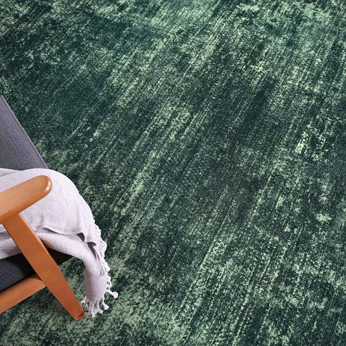 IOHOUZE Abstract Runner Rug 2x10 Ft Washable Runners for Hallways, Non Slip Kitchen Runner Printed Faux Wool Entryway Runner Indoor, Modern Abstract Floor Carpet for Hall Kitchen, Dark Green