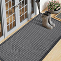 Smiry Front Door Mat Outside Entrance, Heavy Duty Natural Rubber Doormat, Non Slip, Trap Dirt and Moisture, Easy Clean, Low Profile Welcome Floor Mats for Indoor Outdoor Entry, 71x23 Inch, Grey
