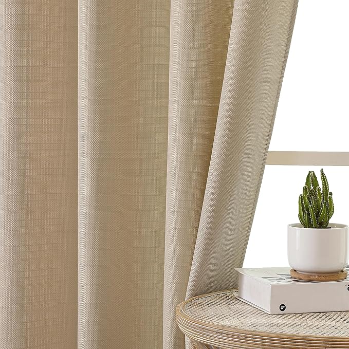 Chyhomenyc Camel Valance for Windows, Light Filtering Faux Linen Textured Small Window Kitchen Curtain, Rod Pocket Short Valance for Bathroom Laundry Basement, 60Wx14L inch, 1 Piece