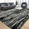 Tepook Soft Fluffy Rugs for Bedroom, 4x6 Area Rug for Living Room, Modern Shaggy Room Rug for Kids Boys Girls, Plush Throw Rugs Indoor Nursery Home Decor Rug with Non-Slip Bottom, Black White