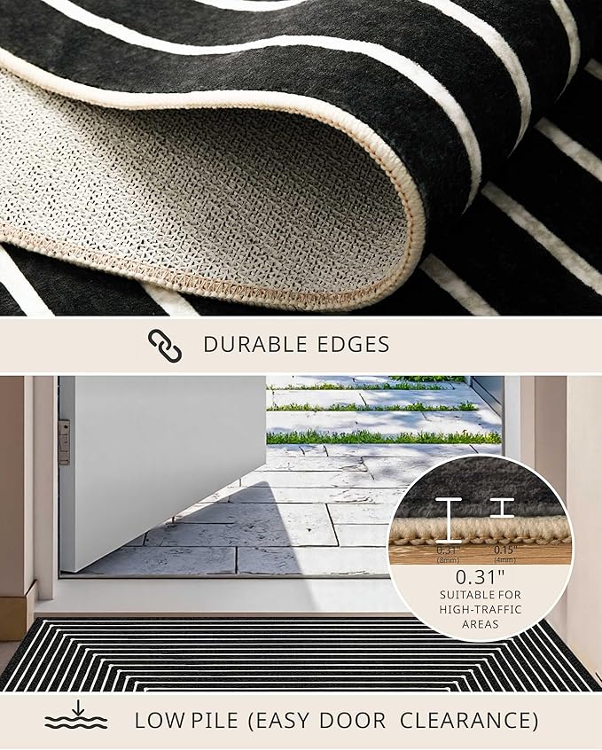 Latte&Fog 6x9 Area Rugs for Living Room Bedroom, Modern Abstract Washable Rug, Boho Non Slip Low Pile Carpet for Indoor Dining Room, Office, Dorm, Classroom, Farmhouse and Kids Room