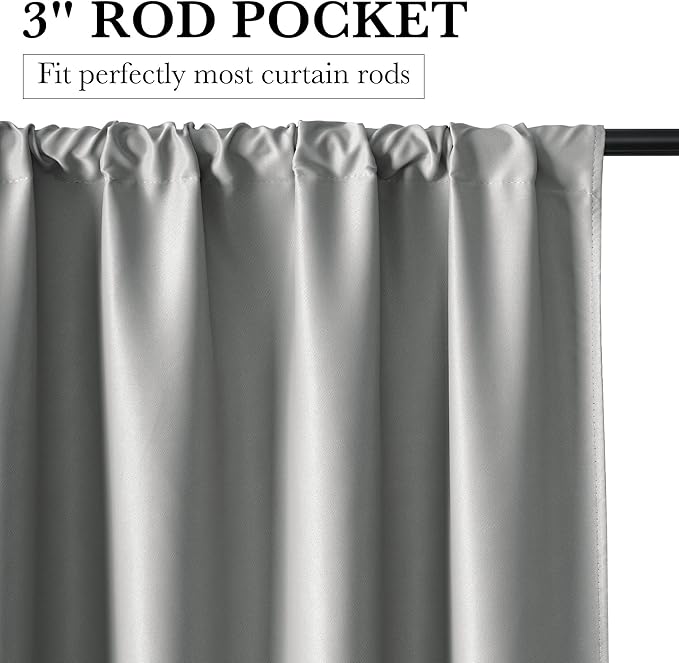 RYB HOME 100% Blackout Short Curtains for Small Window, Thermal Insulated Total Room Darkening Noise Reducing Curtains for Basement Bathroom RV Cars, 29 inches Wide by 36 inches Long, Sliver Grey