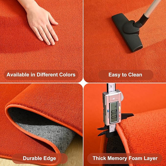 Amearea Modern Soft Hallway Runner Rug, 2x6 Feet Washable Runner Rugs for Hallway, Orange Fluffy Rug Bedroom Bedside Rugs, Non Slip Memory Foam Rug Carpet for Entrance Kitchen Living Room Decor