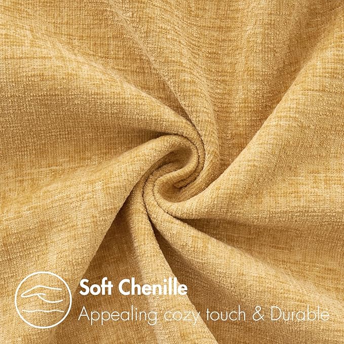 MIULEE Pack of 2 Couch Throw Pillow Covers 18x18 Inch Soft Gold Chenille Pillow Covers for Sofa Living Room Spring Home Decor Couch Solid Dyed Cases