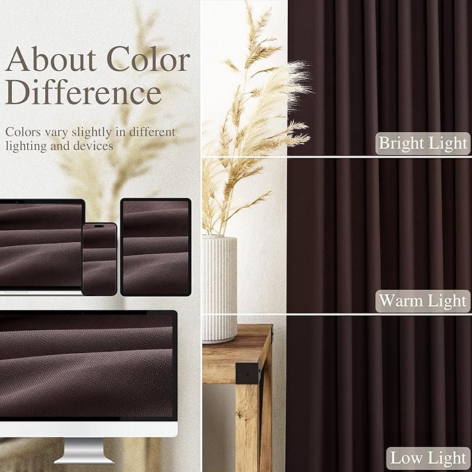Coffee Brown Extra Long Linen Curtains 120 Inch for Living Room Set Rod Pocket Back Tab Light Filtering Semi Sheer Drapes Privacy High Ceiling Drapes Farmhouse for Dinner Room 52x120,2 Panels