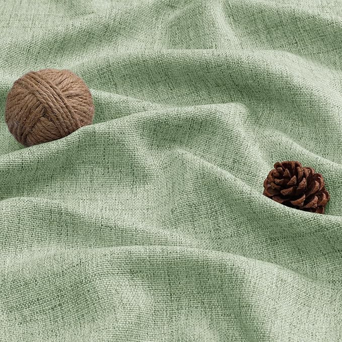OVZME Valance for Windows, Light Filtering Faux Linen Textured Small Short Valance Kitchen Curtain, Dual Rod Pocket Top Short Window Curtain for Bathroom Basement Farmhouse, 52Wx16L Inch, Sage Green