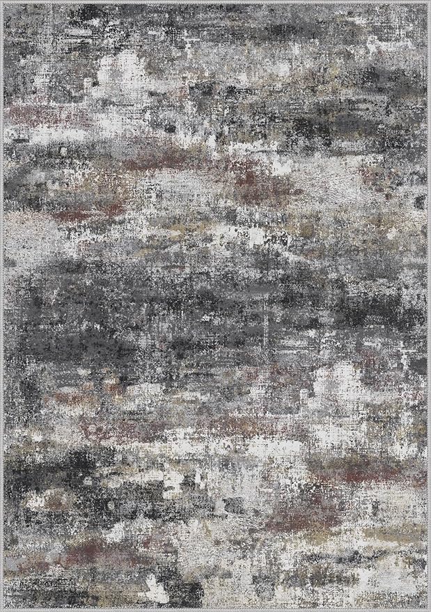 Area Rugs 9x12 for Living Room Bedroom, Large Modern Abstract Machine Washable Soft Dark Gray Rug, Floor Carpet with Non Slip Backing for Dining Room
