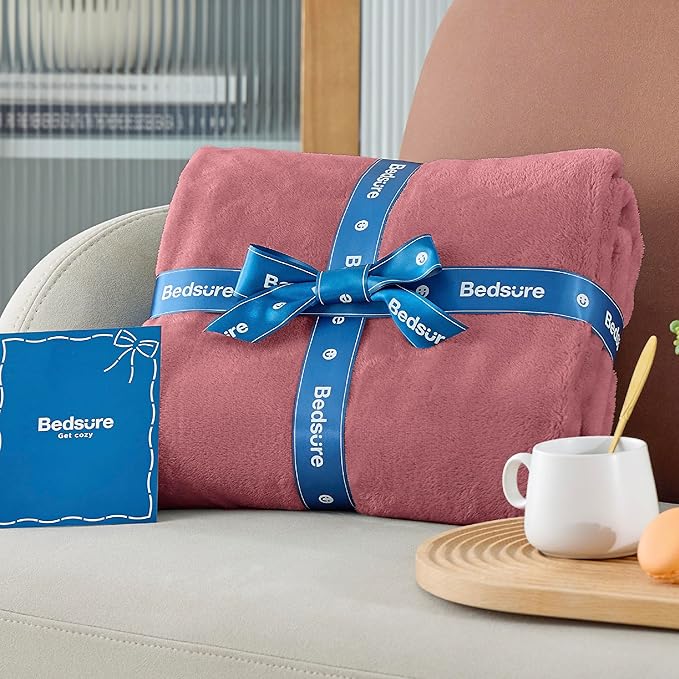 Bedsure GentleSoft Fleece Blankets Twin Size Dusty Rose - 300GSM Lightweight Plush Fuzzy Cozy Soft Blanket for Bed, Sofa, Couch, Travel, Camping, 60x80 inches