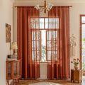 MYSKY HOME Door Curtains for Closet Doorways, 72 Inches Long Sheer Light Filtering Privacy Protect Bohemian Macrame Drapes for Living Room Bedroom, 50" x 72", Terracotta, 2 Pieces