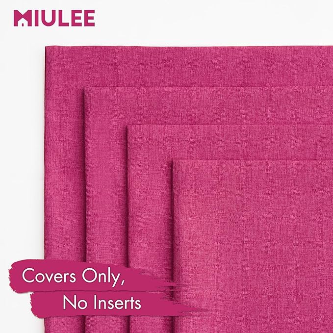 MIULEE Pack of 4 Decorative Outdoor Throw Pillow Covers Linen Waterproof Pillow Covers Farmhouse Cushion Cases for Patio Garden Tent Balcony Couch Sofa 16x16 inch Hot Pink