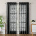Simplebrand Semi Sheer Black Curtains 84 Inches Long 2 Panels, Light Filtering Geometric Jacquard Clip Textured Sheer Curtains for Bedroom，Modern Elegant Window Curtains Drapes，52x84 inch