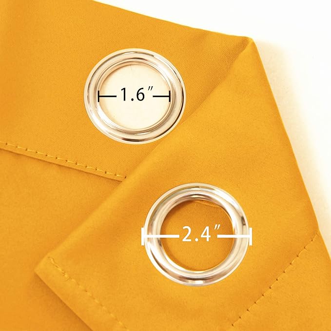LEMOMO Yellow Thermal Blackout Curtains/52 x 72 Inch/Set of 2 Panels Room Darkening Curtains
