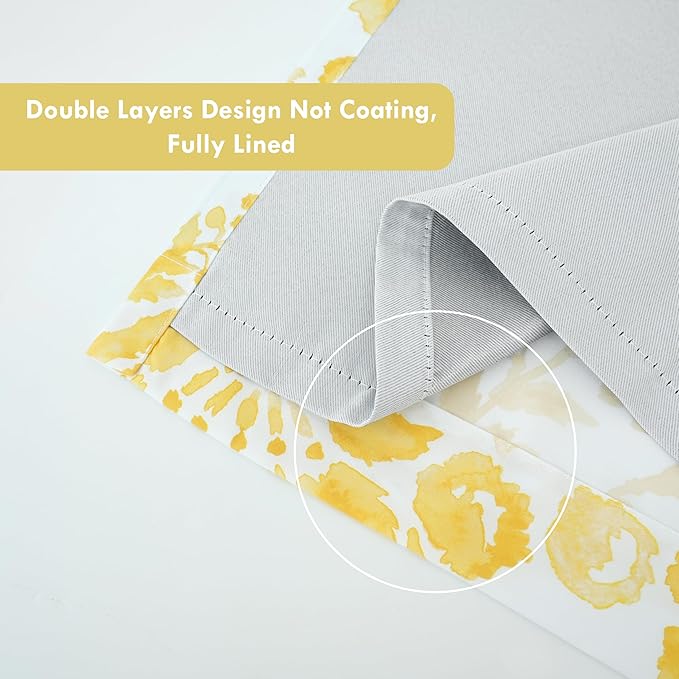 DriftAway Julia Watercolor Blooming Flower Floral Lined Thermal Insulated Window Curtain Valance Rod Pocket 52 Inch by 18 Inch Plus 2 Inch Header Yellow 1 Pack