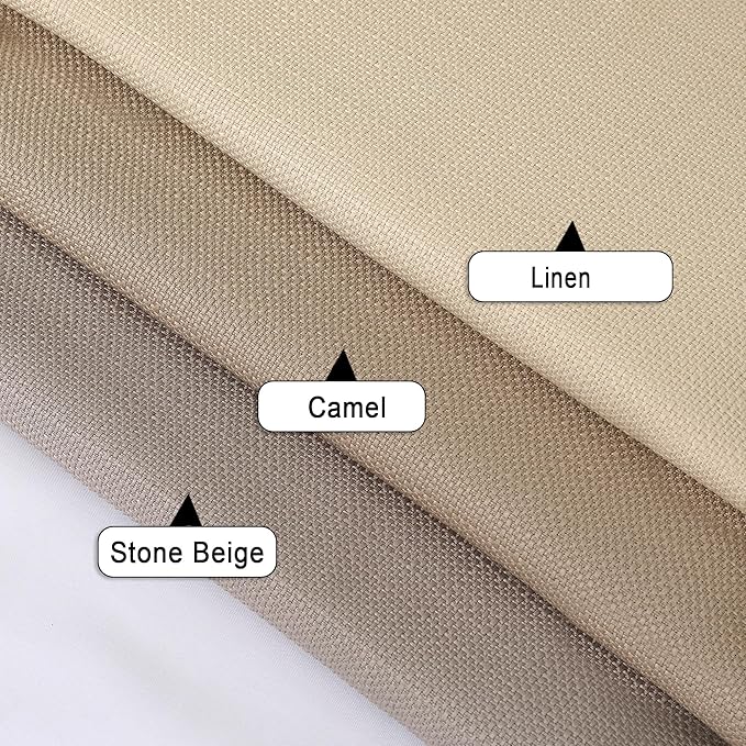 Chyhomenyc Stone Beige Valance for Windows, Light Filtering Faux Linen Solid Short Curtain Valance, Burlap Decorative Small Curtain for Kitchen Bathroom Laundry Basement, 60Wx12L inch, 1 Piece