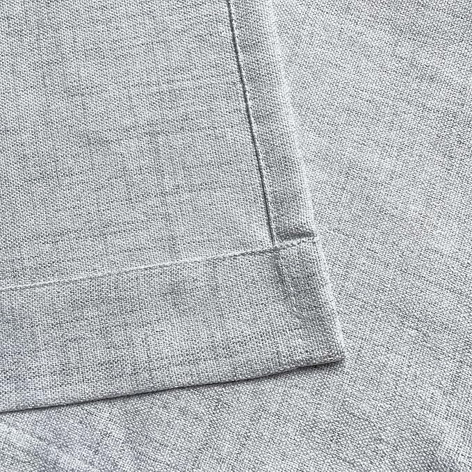 Oindec Faux Linen Kitchen Curtains 24 Inch Length Cafe Curtain Tiers for Living Room Basement Bathroom Windows Country Rustic Small Short Curtains, Set of 2, Grey