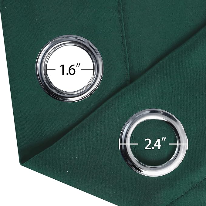 LEMOMO Dark Green Blackout Curtains/42 x 63 Inch/Set of Two Panels Grommet Bedroom Curtains
