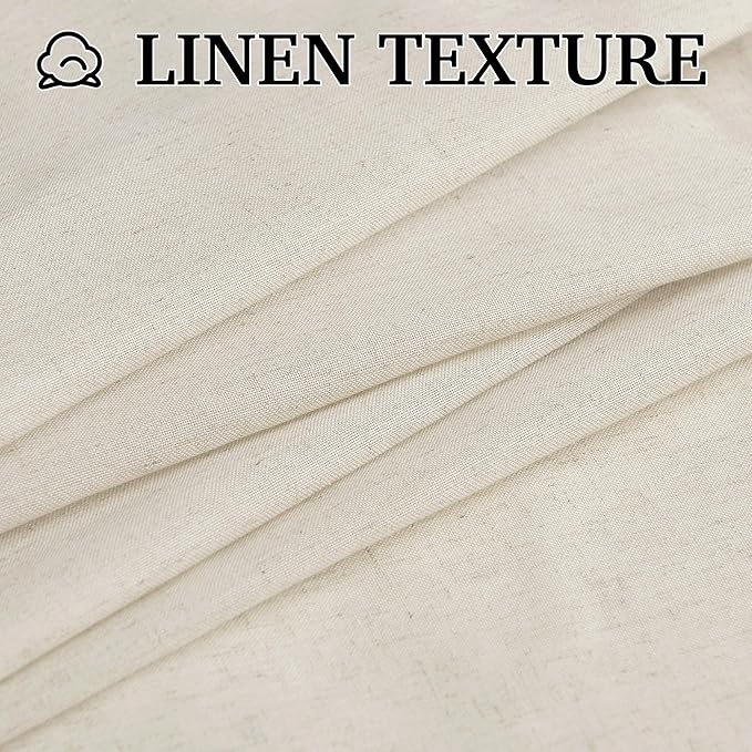 RYB HOME Bedroom Curtains Linen Sheer, Neutral Rustic Decor Light Filtering Lightweight Guaze Burlap Shade Blinds for Living Room, Natural Beige, W 52 x L 95 inches, 2 Panles