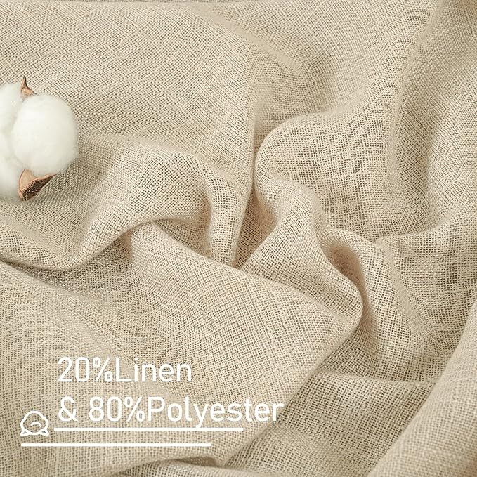 LAMIT Light Filtering Linen Curtains 84 inches Long for Bedroom, Linen Textured Semi Sheer Bronze Grommet Burlap Boho Modern Drapes for Living Room/Farmhouse, 2 Panels, 38 x 84 Inch