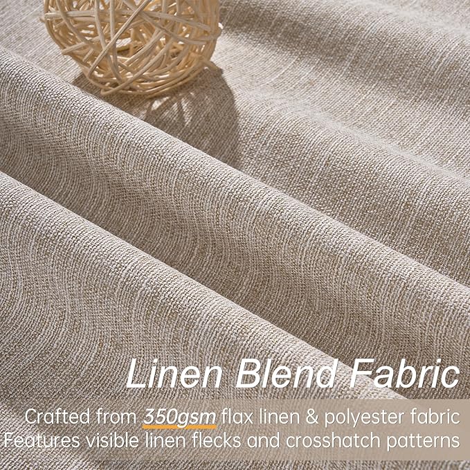 Topfinel Boho Farmhouse Black Out Linen Curtains 84 Inch Length 2 Panels Set for Bedroom Living Room, Taupe Thermal Insulated Neutral Burlap Drapes Linen Blend 7FT Long Hook Belt Pleated Back Tab