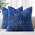 decorUhome Throw Pillow Covers 26x26 Inch Set of 2, Soft Plush Faux Wool Dark Blue Solid Couch Pillow Covers, Accent Euro Sham Farmhouse Neutral Square Pillow Cases for Sofa Bed Living Room