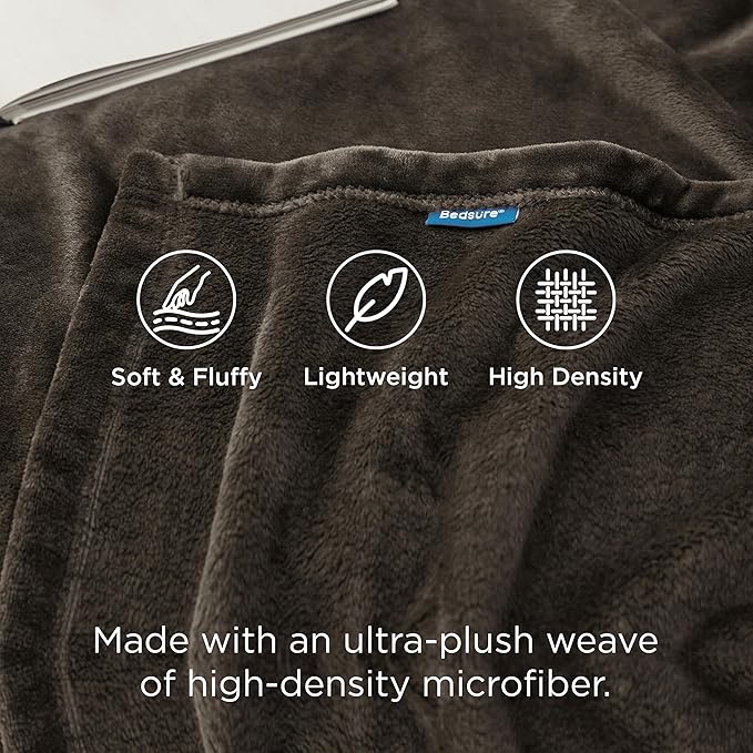 Bedsure GentleSoft Fleece Blankets Queen Size Brown - Bed Blanket Soft Lightweight Plush Fuzzy Cozy Luxury Microfiber, 90x90 inches