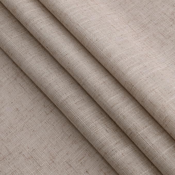 Oatmeal Linen Curtains 84 Inches Long for Bedroom Back Tab Light Filtering Privacy Semi Sheer Curtains Modern Farmhouse Decor Oatmeal Cotton Textured Curtain for Living Room 2 Panels Set 52x84