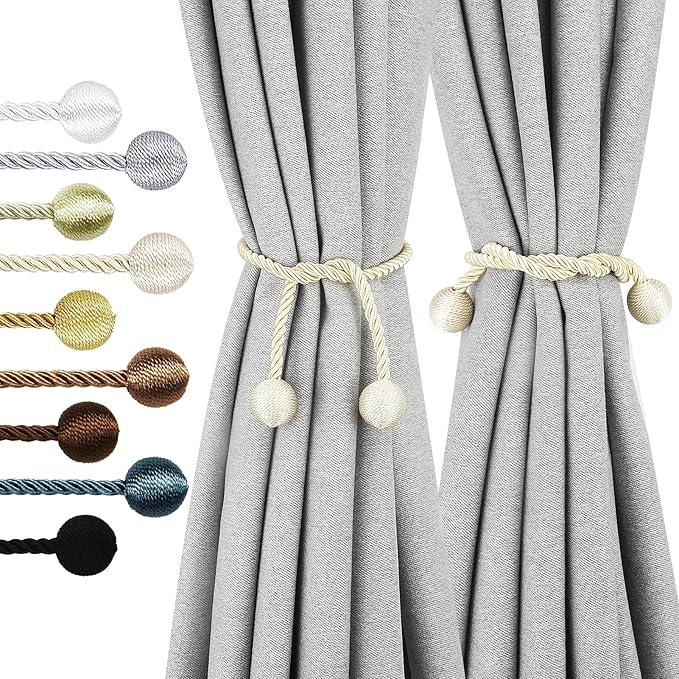 Curtain Tiebacks Outdoor Elegant Decorative Tie Backs Modern Rope Tiebacks for Drapes Window Curtain Holdbacks for Draperies (Beige, 2)