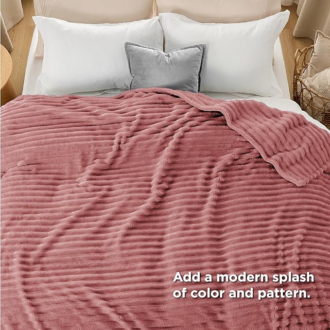 Bedsure GentleSoft Dusty Pink Fleece King Blanket for Couch - Super Soft Cozy Blankets for Women, Cute Small Blanket for Girls, 108x90 Inches