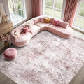 UERMEI 6x9 Area Rug Living Room Rugs - Washable Neutral Modern Abstract Soft Thin Large Rug Indoor Floor No Slip Rug Carpet for Bedroom Under Dining Table Home Office Decor - Pink