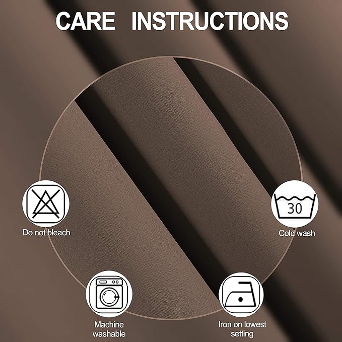 LEMOMO Chocolate Thermal Blackout Curtains/42 x 84 Inch/Set of 2 Panels Room Darkening Curtains for Bedroom
