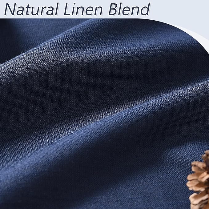 Guken Navy Blue 100% Blackout Curtains 84 Inch Length 2 Panels Set for Living Room Bedroom Back Tab Thermal Insulated Black Out Linen Drapes Room Darkening Window Curtains 84 Inches Long
