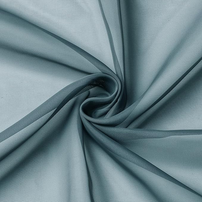 Aiyufeng Dusty Blue Sheer Curtains 54 Inch Length 2 Panels Set, Light Filtering Airy Rod Pocket Dusty Blue Window Curtain Treatment Drapes for Kitchen Bedroom Living, Each 42Wx54L Inches