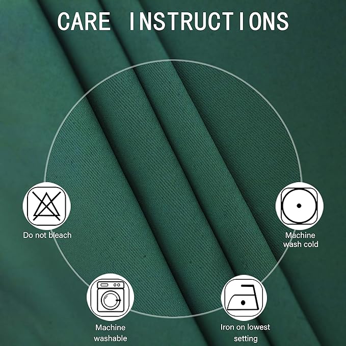 LEMOMO Dark Green Thermal Blackout Curtains/52 x 108 Inch/Set of 2 Panels Room Darkening Curtains for Bedroom