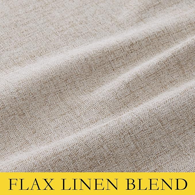 NICETOWN Oatmeal Vintage Open Linen Weave Flax Thermal Curtains, 100% Blackout Curtains 54" Long for Dining Room, Soundproof Window Treatment Drapes for Kitchen, 42" Wide Per Panel, Set of 2