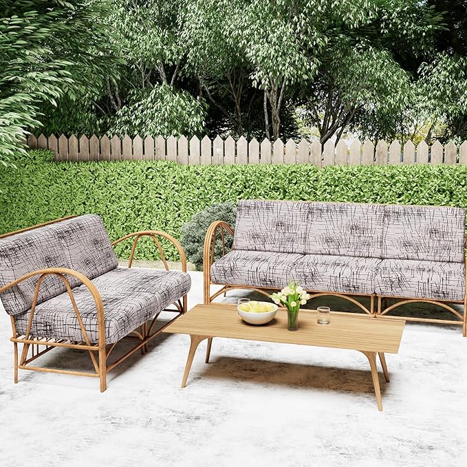 Smiry Printed Couch Cushion Covers, Stretch Soft Couch Covers for Sofa, Washable Non-Slip Sofa Slipcover Furniture Protector for Indoor and Outdoor (Large, Brown and White)
