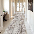 3x12 Washable Hallway Runner Rug: Non Slip Carpet Runners Easy-to-Clean - Soft Living Room Bedroom Kitchen Rugs - Thin Low Pile Printed Floor Mat for Dining Room Neutral Beige Brown