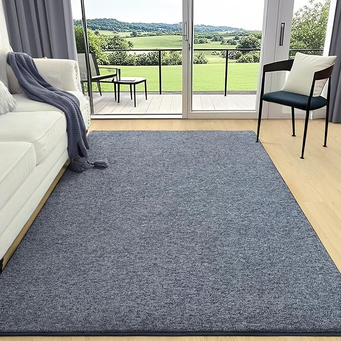 AROGAN Washable 6×9 Living Room Rug, Modern Area Rugs with Soft Memory Foam for Bedroom, Minimalist Non-Slip Indoor Floor Carpet for Dining Room Office Kids Playroom Decor, Navy Blue