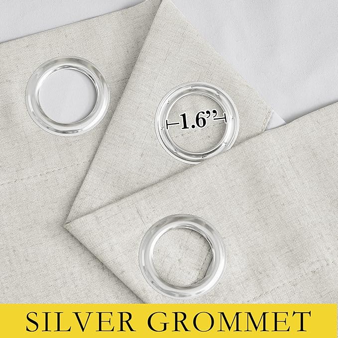 NICETOWN Linen Blackout Curtains for Kitchen, Ivory, 2 Panels, 42" Wide x 63" Long, Short Kitchen Burlap Linen 100% Blackout Drape Panels for Night Shift, Great Job for Blocking Light