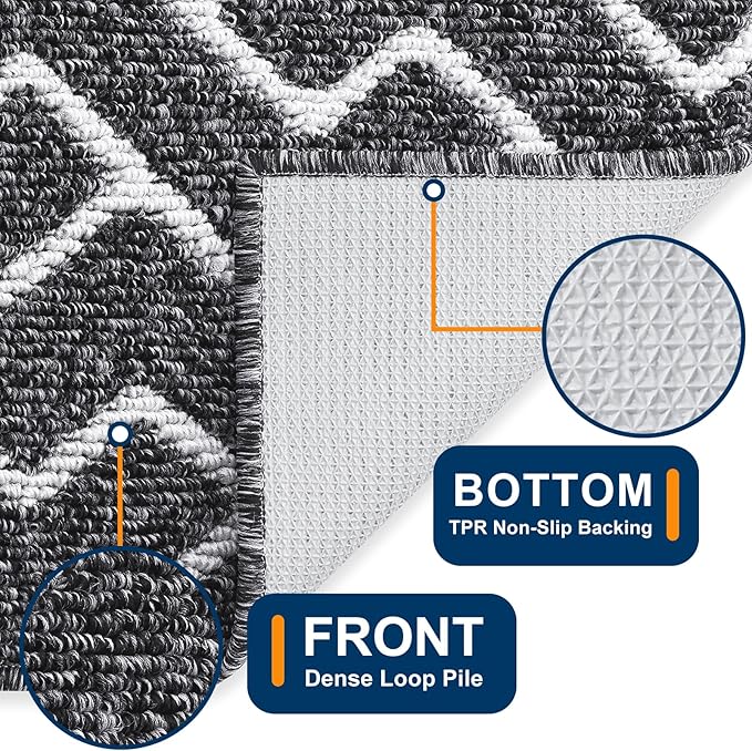 OLANLY Front Door Mat, Non-Slip Rubber Backing, Dirt Resistant and Absorbent, Washable, Easy to Clean Low-Profile Indoor Doormat for Back Door, Entryway, Inside Entrance, 59x35, Black