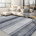 Nakagishi Area Rug Living Room Rugs: 7x10 Machine Washable Boho Large Neutral Farmhouse Stain Resistant Moroccan Indoor Floor Carpet for Bedroom Nursery Dorm Classroom Dining Room Home-Blue