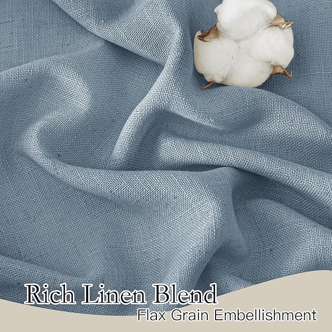 RYB HOME Semi Sheer Curtains 63 inch Length, Light Filtering Airy Privacy Window Decor Machine Washable for Living Room Bedroom Kids Room Kitchen, W 52 x L 63 inches, Dusty Blue, 2 Panels