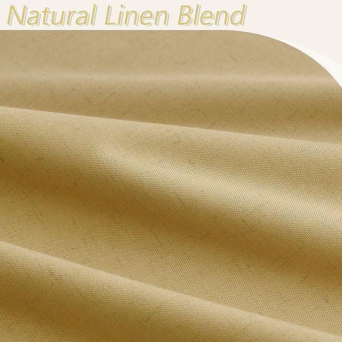 Guken 100% Blackout Curtains 90 Inch Length 2 Panels Set for Living Room Bedroom Back Tab Thermal Insulated Black Out Linen Drapes Room Darkening Window Curtains 90 Inches Long,Gold Yellow