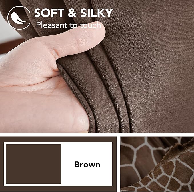Deconovo Back Tab and Rod Pocket Blackout Curtains, Thermal Insulated Window Curtain Set - Blackout Panels for Bedroom, 52x63 Inch, Brown, 2 Panels