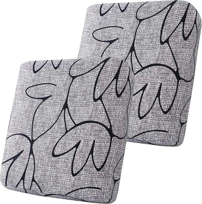 Smiry Printed Couch Cushion Covers, Stretch Soft Couch Covers for Sofa, Washable Non-Slip Sofa Slipcover Furniture Protector for Indoor and Outdoor (2 Pack, Grey and Black)