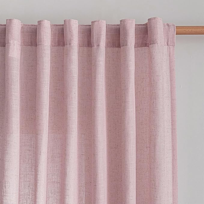 MYSKY HOME Pink Curtains for Girls Bedroom Living Room Semi Sheer Light Filtering Nursery Window Drapes, 90 Inches Length Soft Modern Decor Country Style Back Tab, 50" x 90", Light Pink, 2 Panels