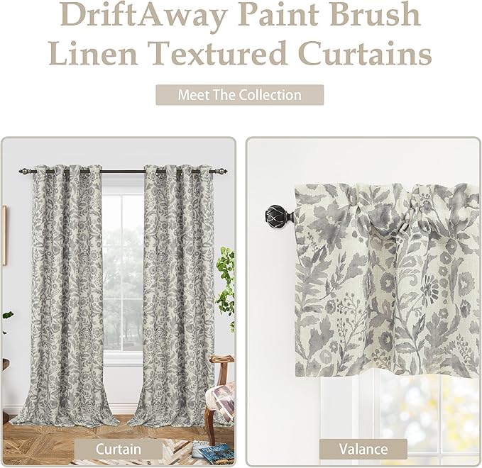 DriftAway Julia Lined Valance Double Layer Thermal Insulated Room Darkening Blackout Valances 3 Inch Rod Pocket Window Valance for Bathroom Living Room 52 Inch by 18 Inch Linen Gray