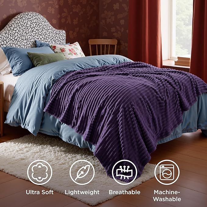 Bedsure GentleSoft Purple Throw Blanket for Couch - Super Soft Cozy Blankets for Women, Cute Small Blanket for Girls, 50x70 Inches