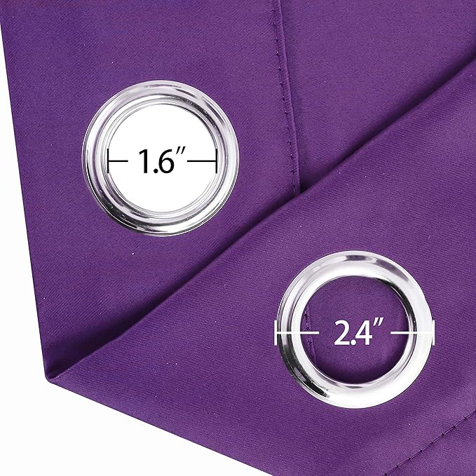 LEMOMO Purple Thermal Blackout Curtains/38 x 54 Inch/Set of 2 Panels Room Darkening Curtains for Bedroom